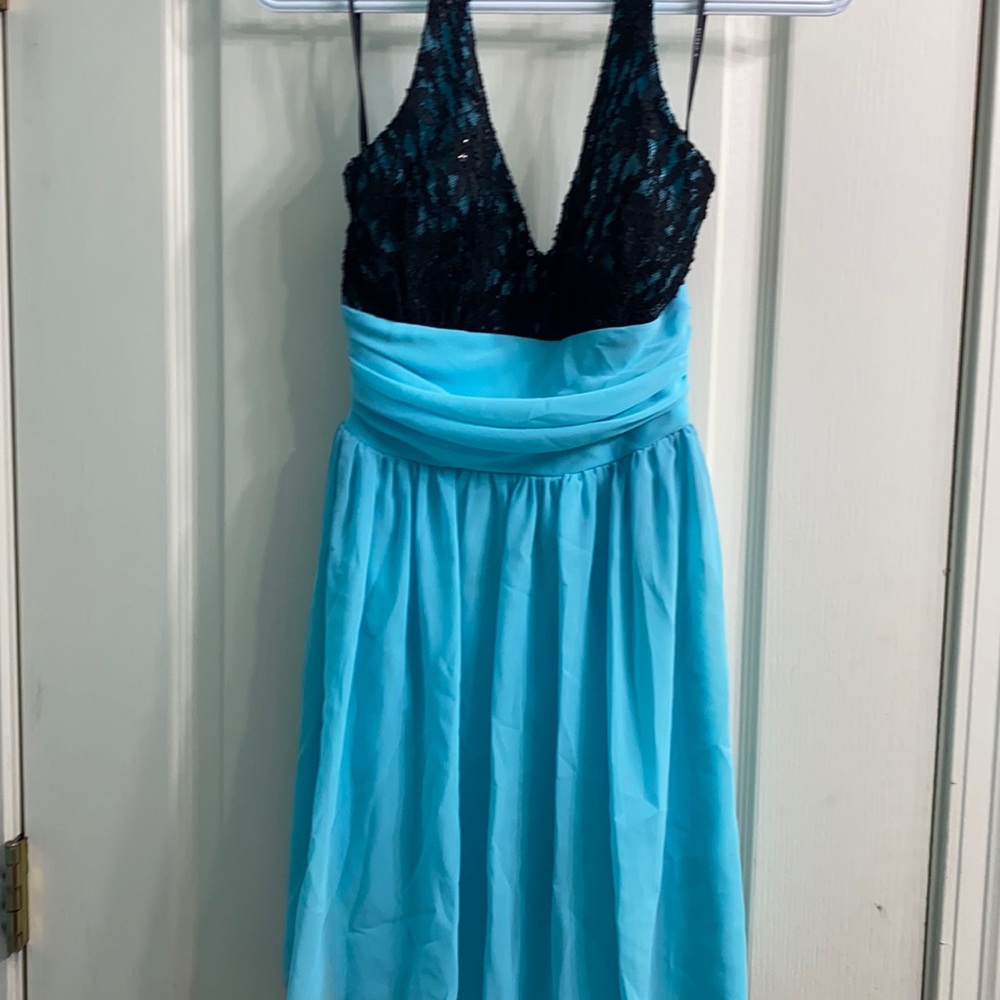 Halter top formal dress - blue and black